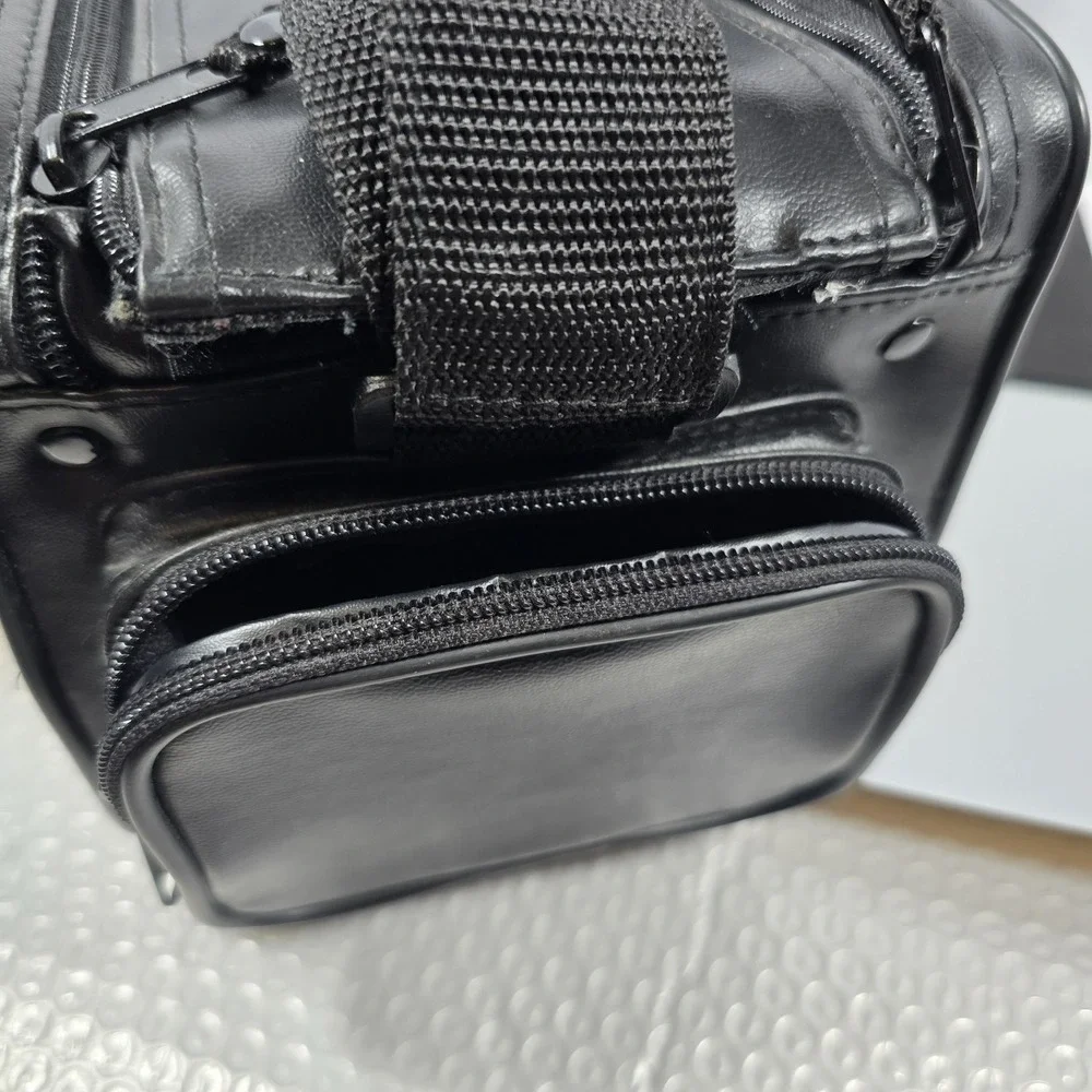 Vintage Rayovac Direct Power Plus Black Leather Electronics Bag W/Strap Padded